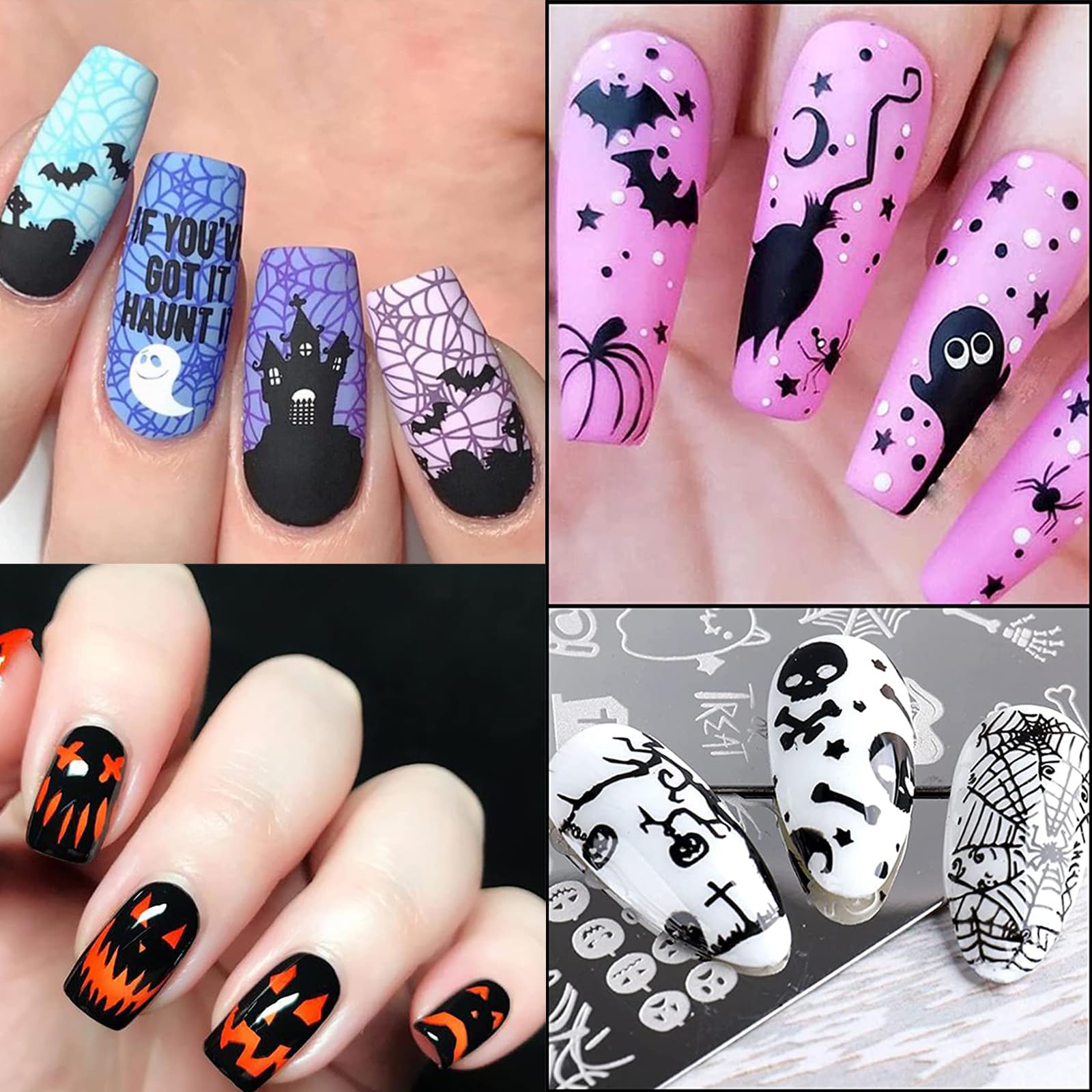 Full 8 piece horror themed nail art stamping set