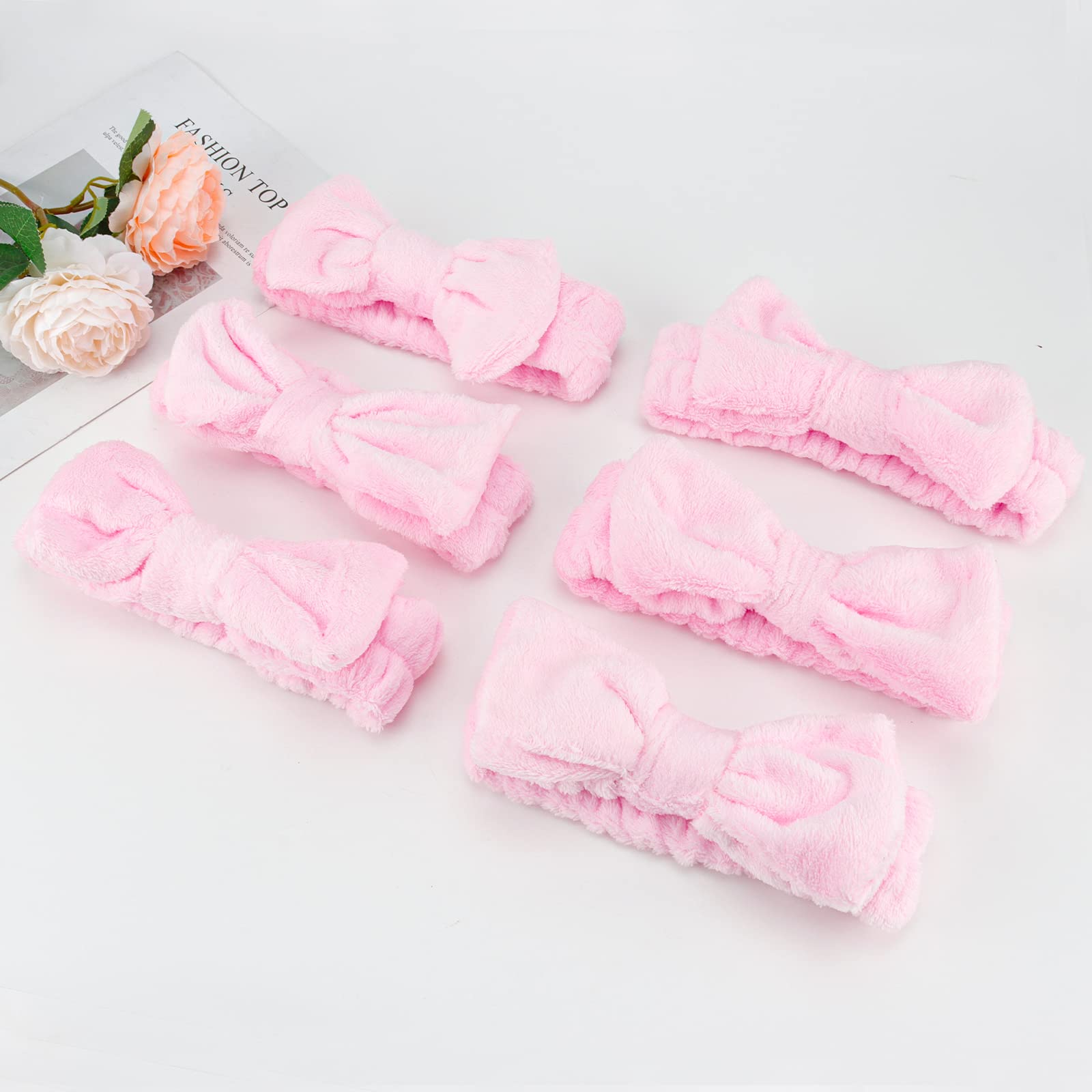 Pink spa headbands set for yoga and shower