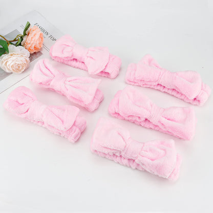 Pink spa headbands set for yoga and shower