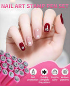 Collection of pink floral nail art stamp pens by Geyynow