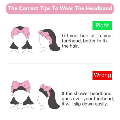 Collection of six pink bow headbands for face care