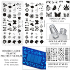 Stainless steel nail art plates with floral and butterfly designs