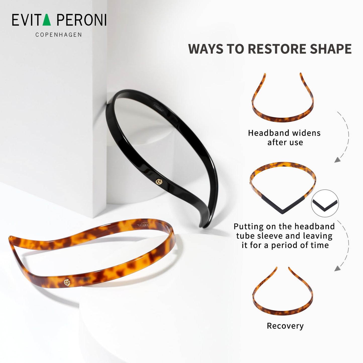 Detail shot of the flexible resin construction of Evita Peroni headband