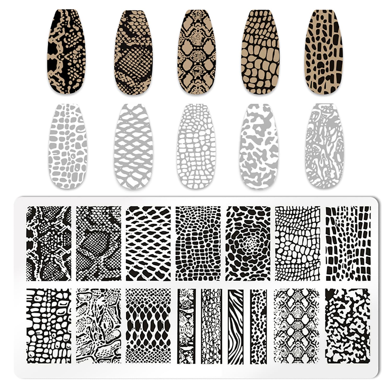 Close up of Molilon nail stamping plate etched pattern