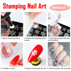 Example of French tip nail art created with Molilon stamper