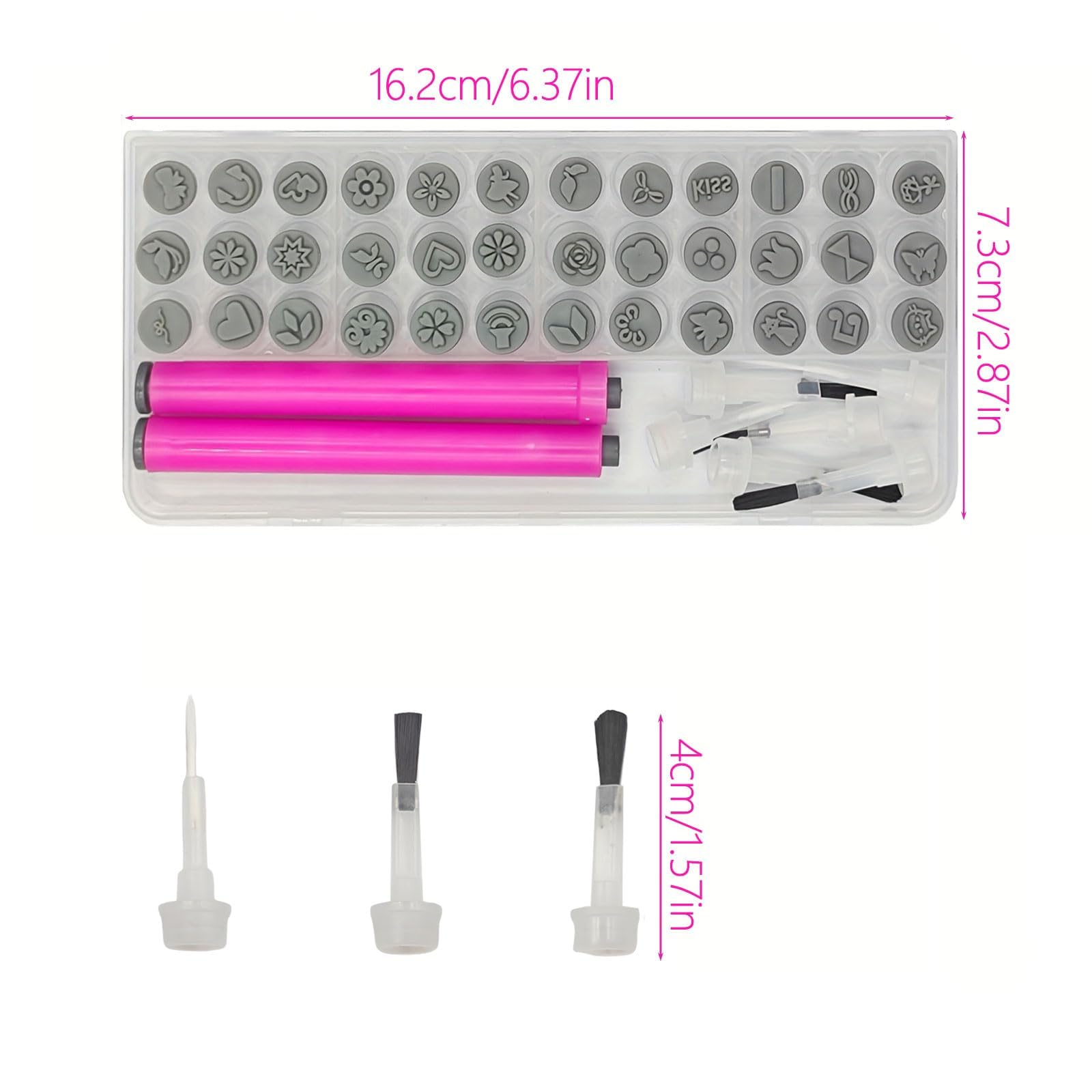Close up of 36 interchangeable nail art stamp patterns