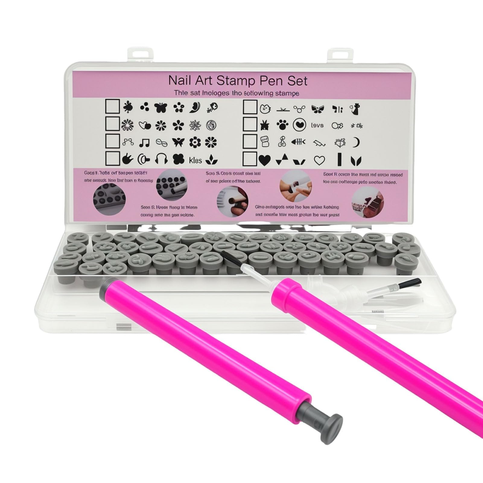 Nail art stamp pen handle and brush pen tools