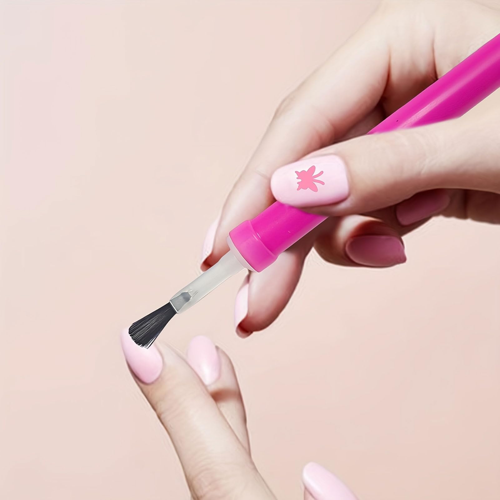 Top view of nail art stamp pen set contents