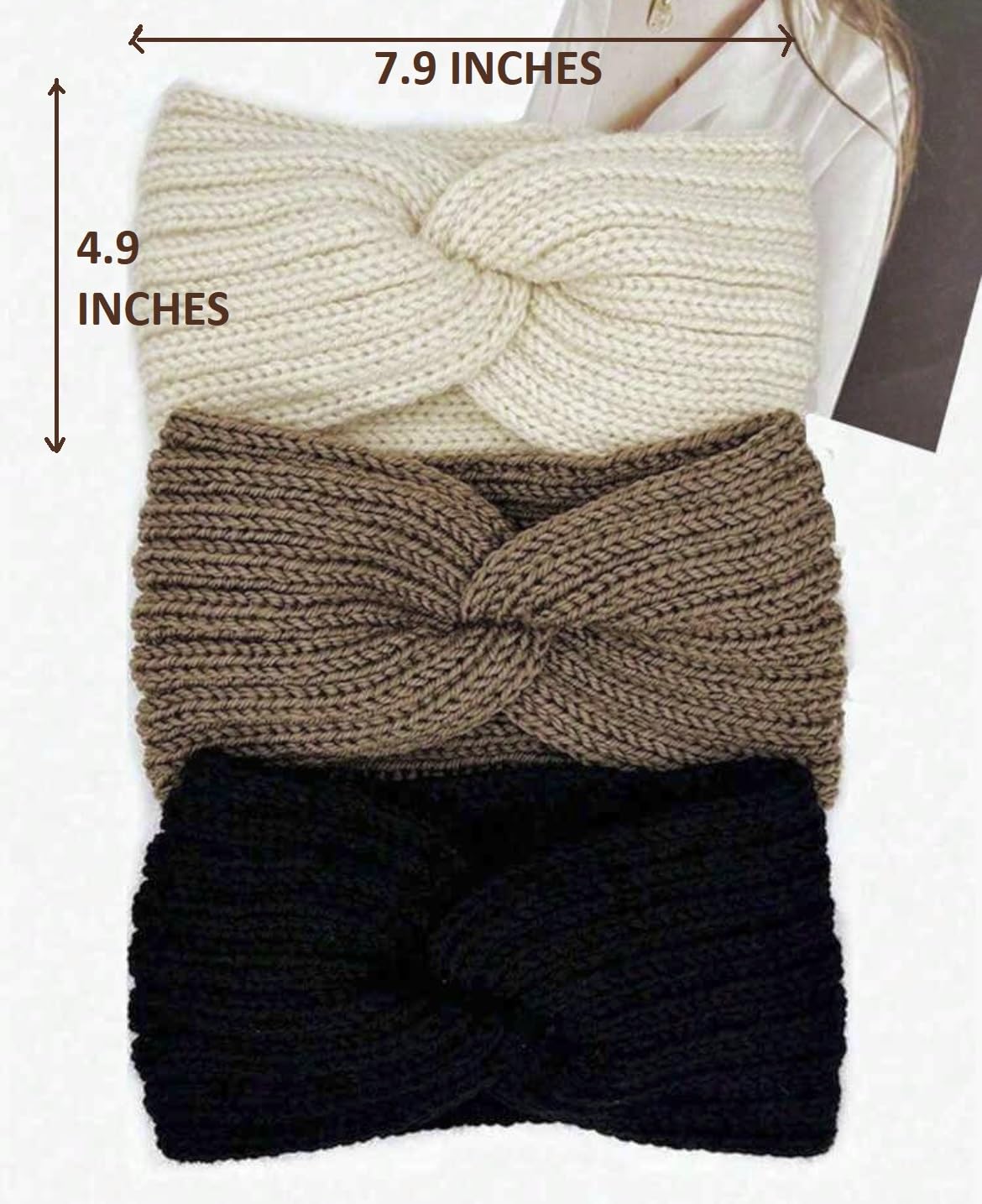 Side profile of Brook + Bay Huachi knit hair accessory