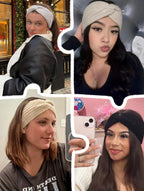 Lifestyle view of the cold weather hair accessory worn outdoors