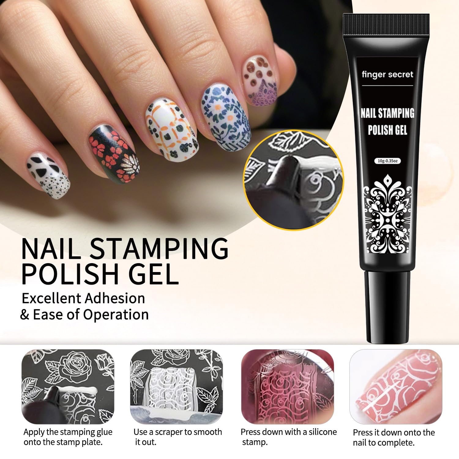 Demonstration of clear stamper used for French manicure