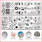 Ten stainless steel nail stamping plates with various design patterns