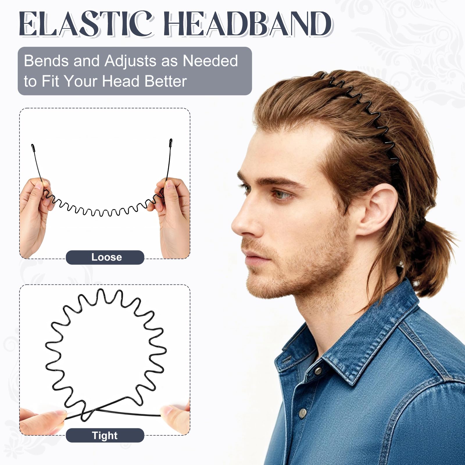 Top view of non slip metal hair band pair for daily use