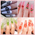 Professional nail art created using Biutee stamping kit components