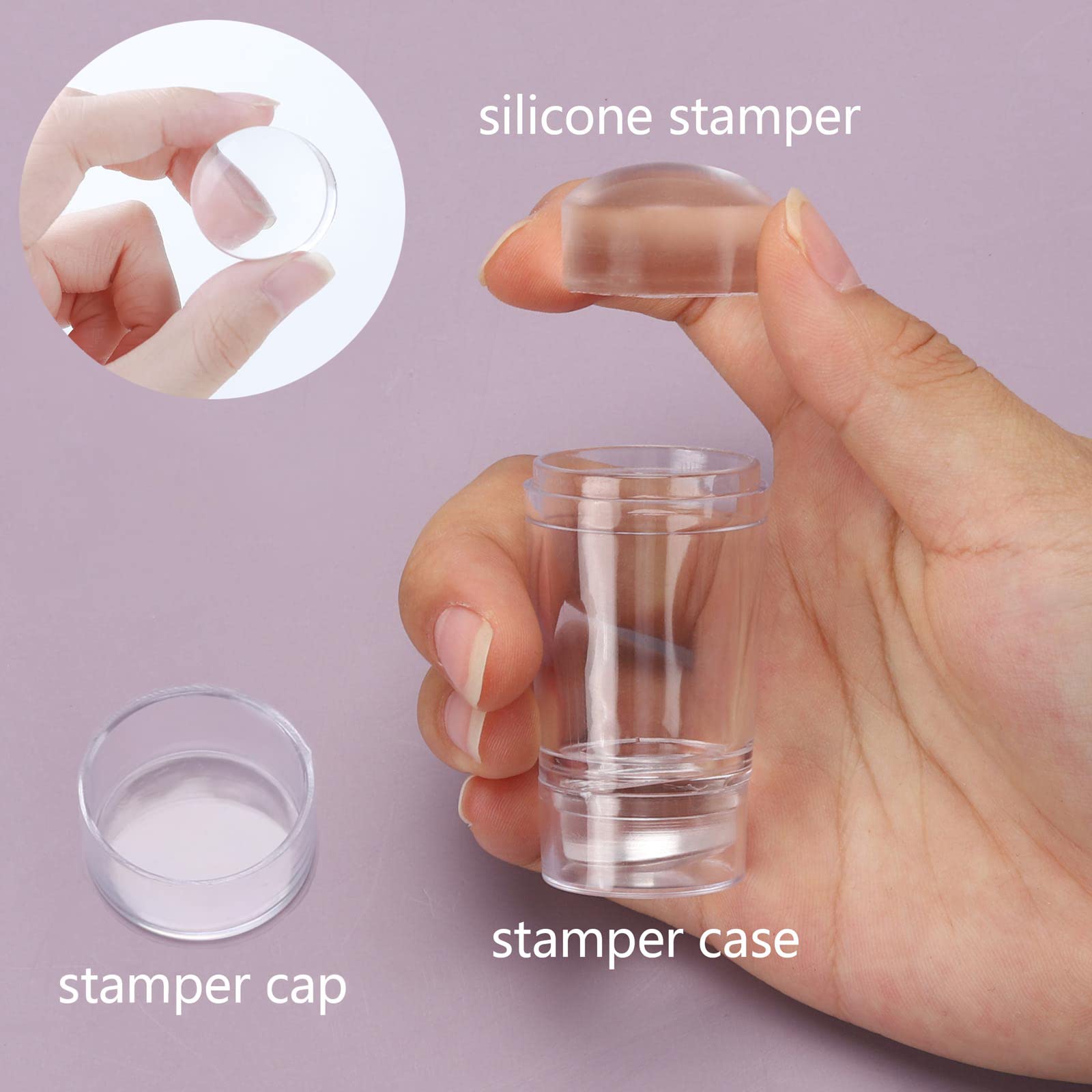 Close up of clear silicone nail stamper head for precise application
