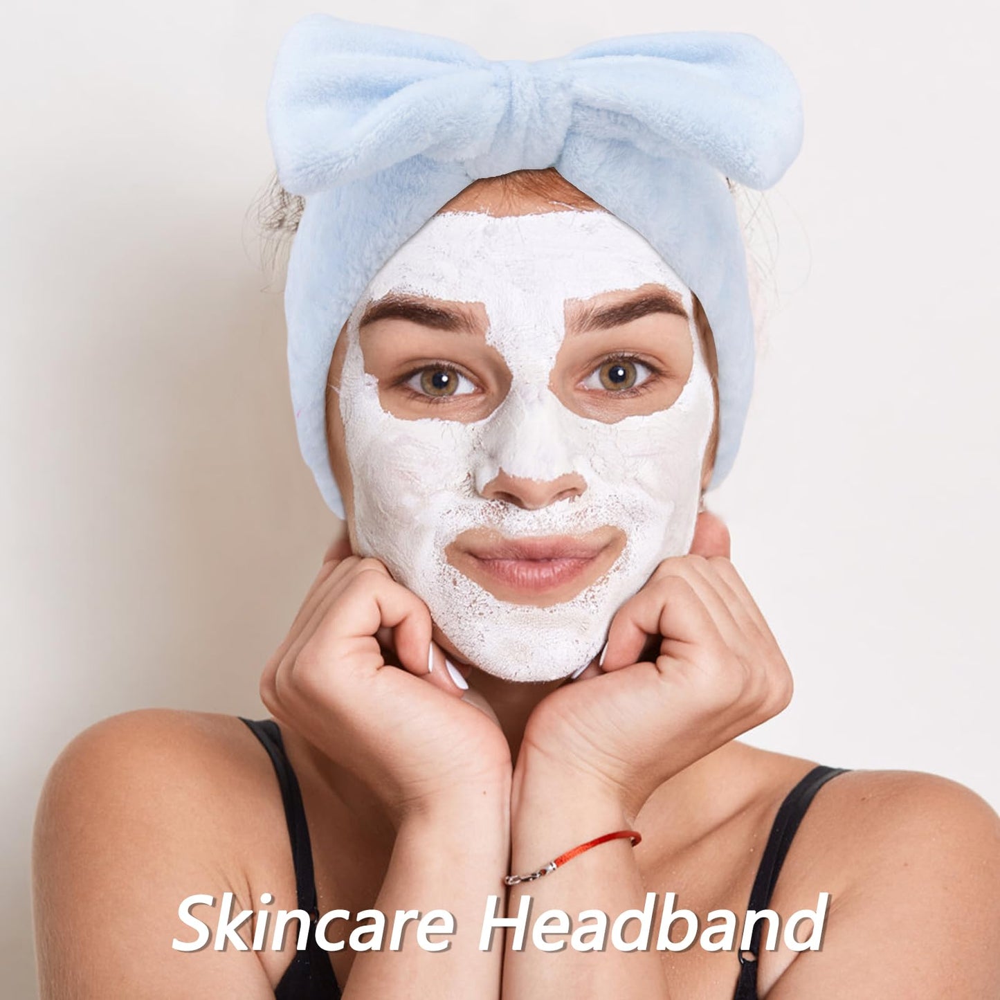 Puffy bow headband for facial cleansing by Chanaco