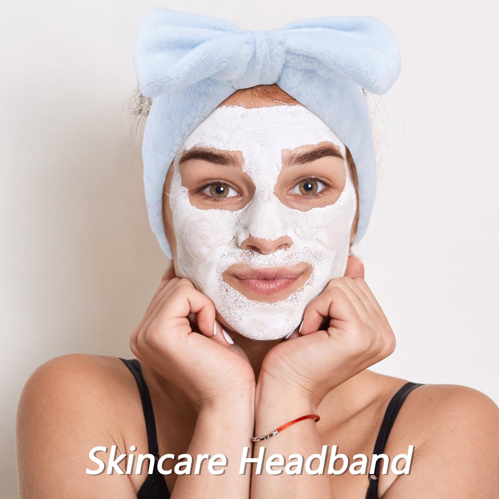 Puffy bow headband for facial cleansing by Chanaco