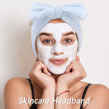 Puffy bow headband for facial cleansing by Chanaco