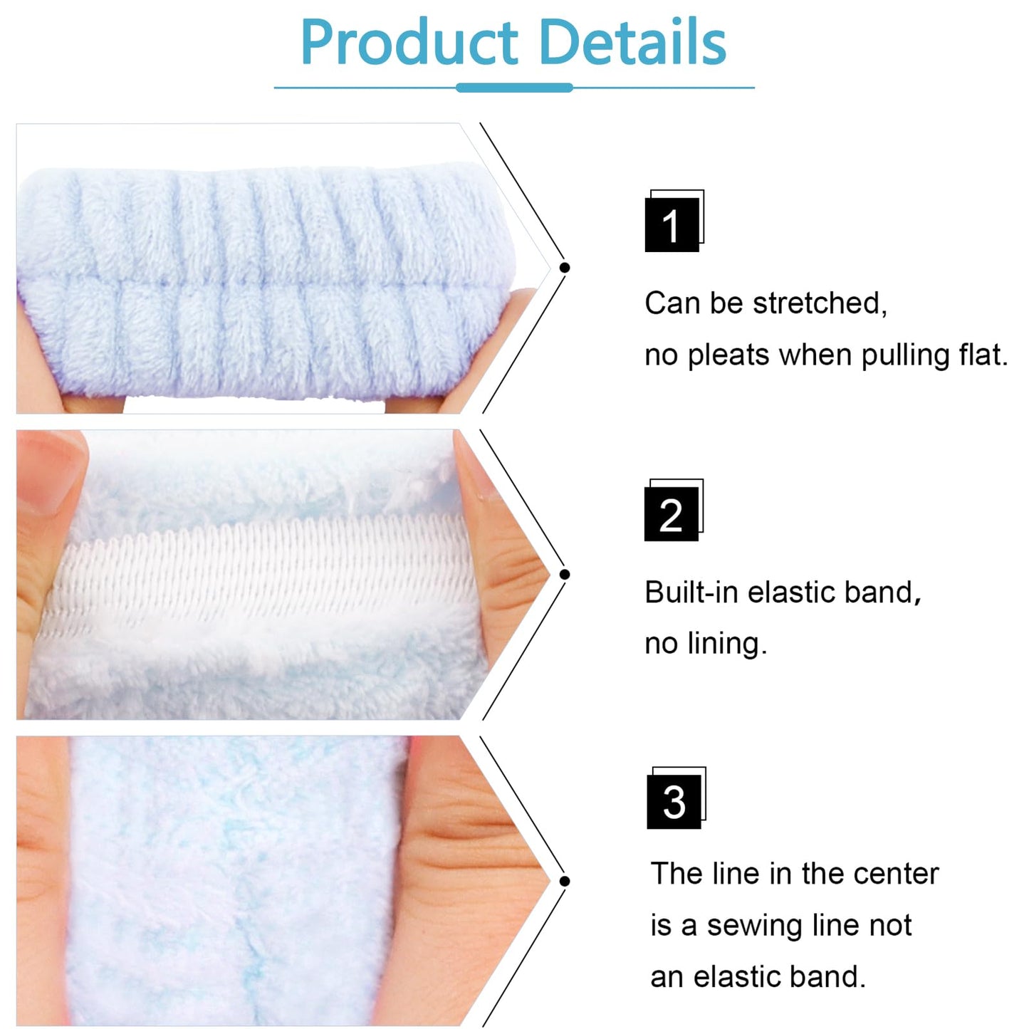 Chanaco 5 piece spa headband and wristband set components