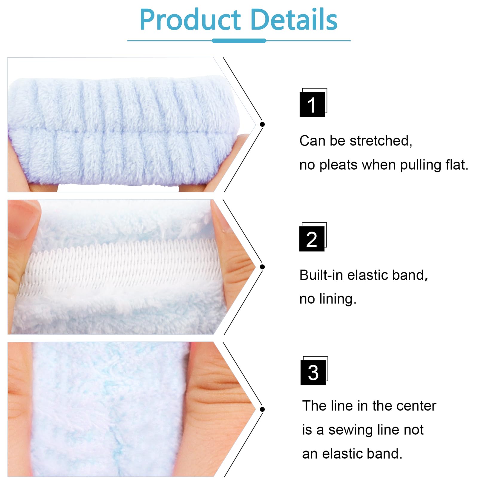 Chanaco 5 piece spa headband and wristband set components