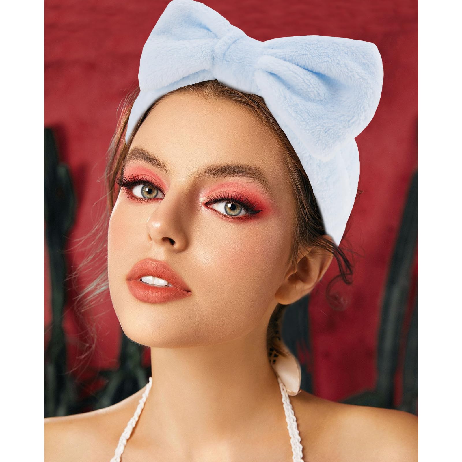 Trendy blue spa accessories set for skincare application