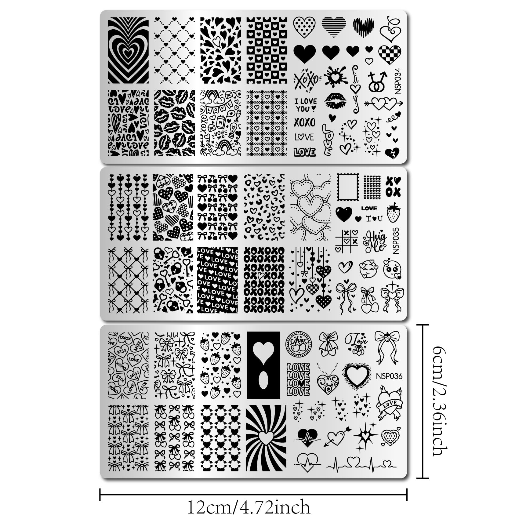 Three piece stainless steel nail stamping plate collection