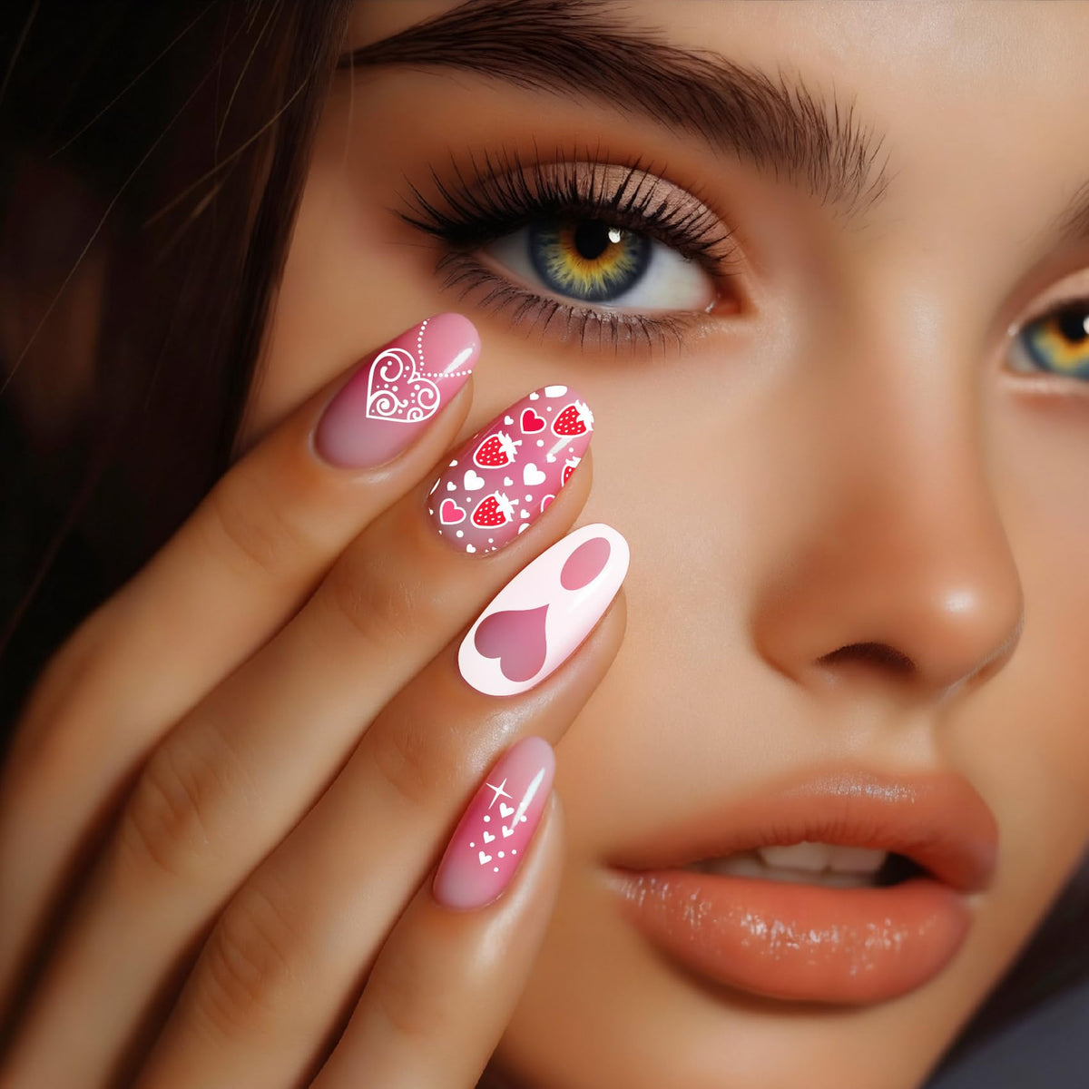 DIY manicure set featuring XOXO and lip patterns