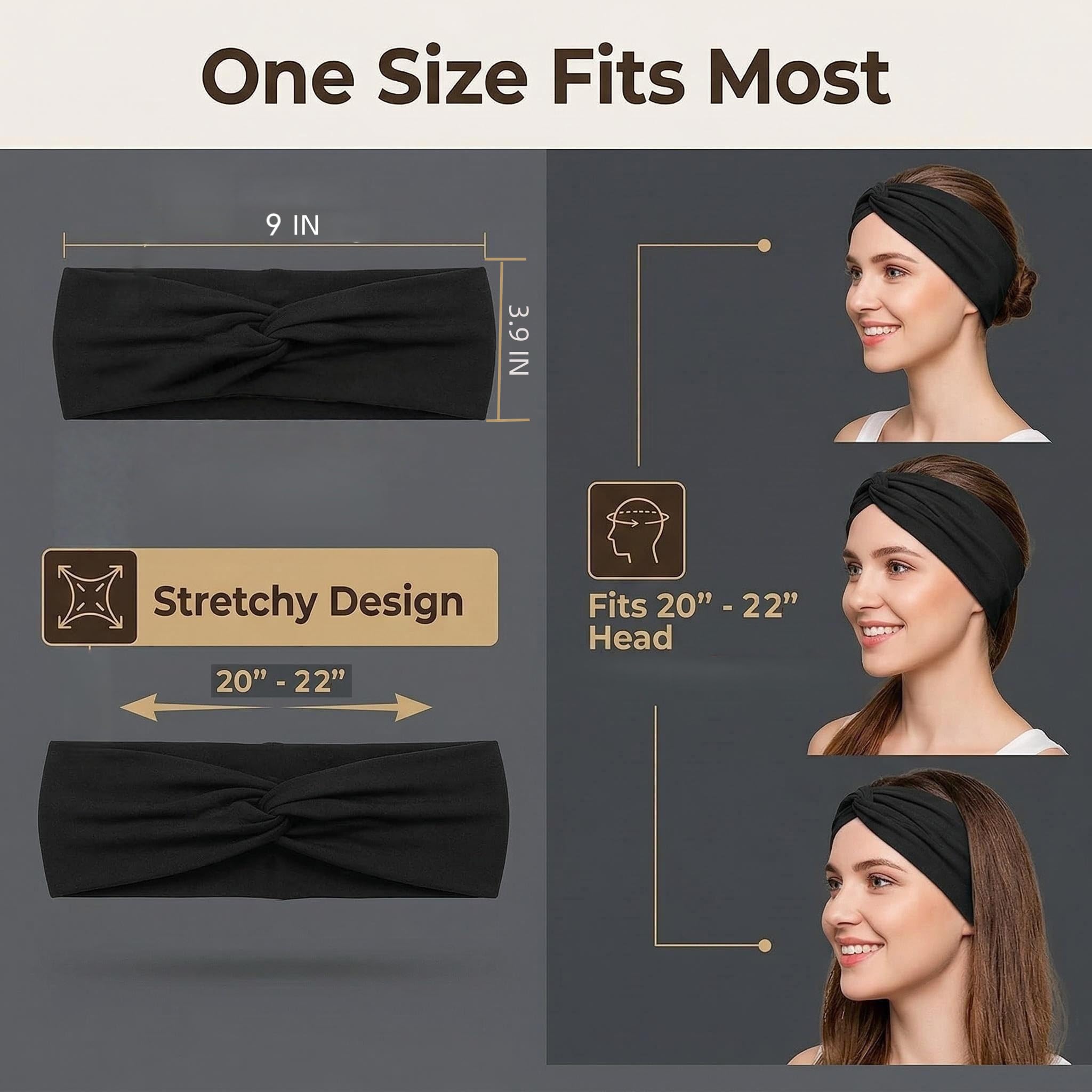 Luuao wide turban style hairbands for daily use