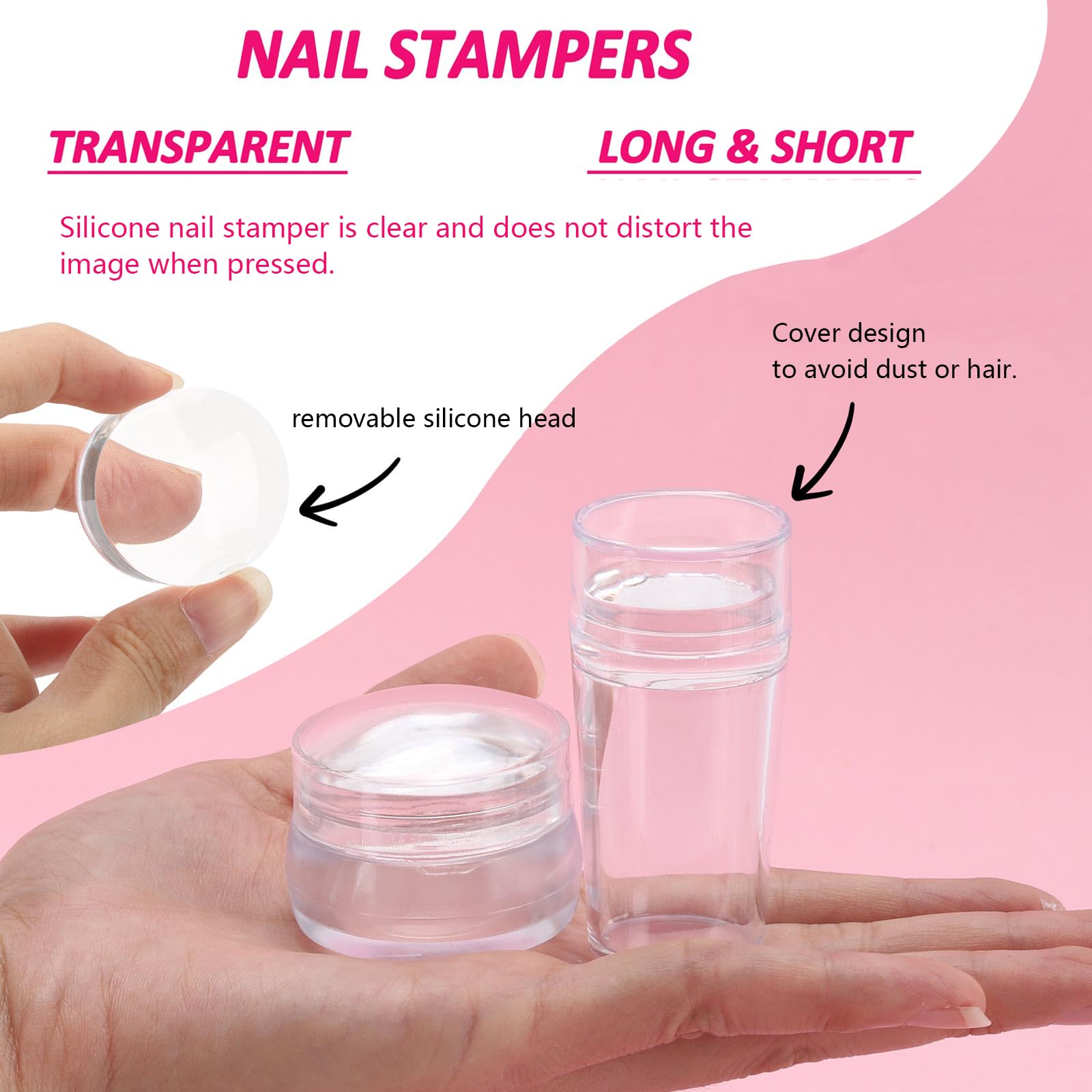 Clear jelly stamper showing visibility of nail art design.