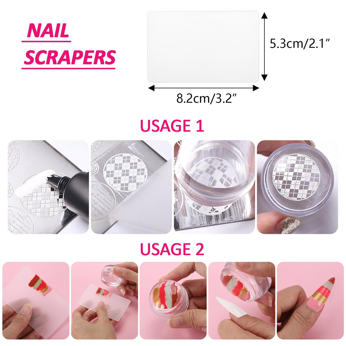 4 piece set of Saviland silicone nail stampers and scrapers.