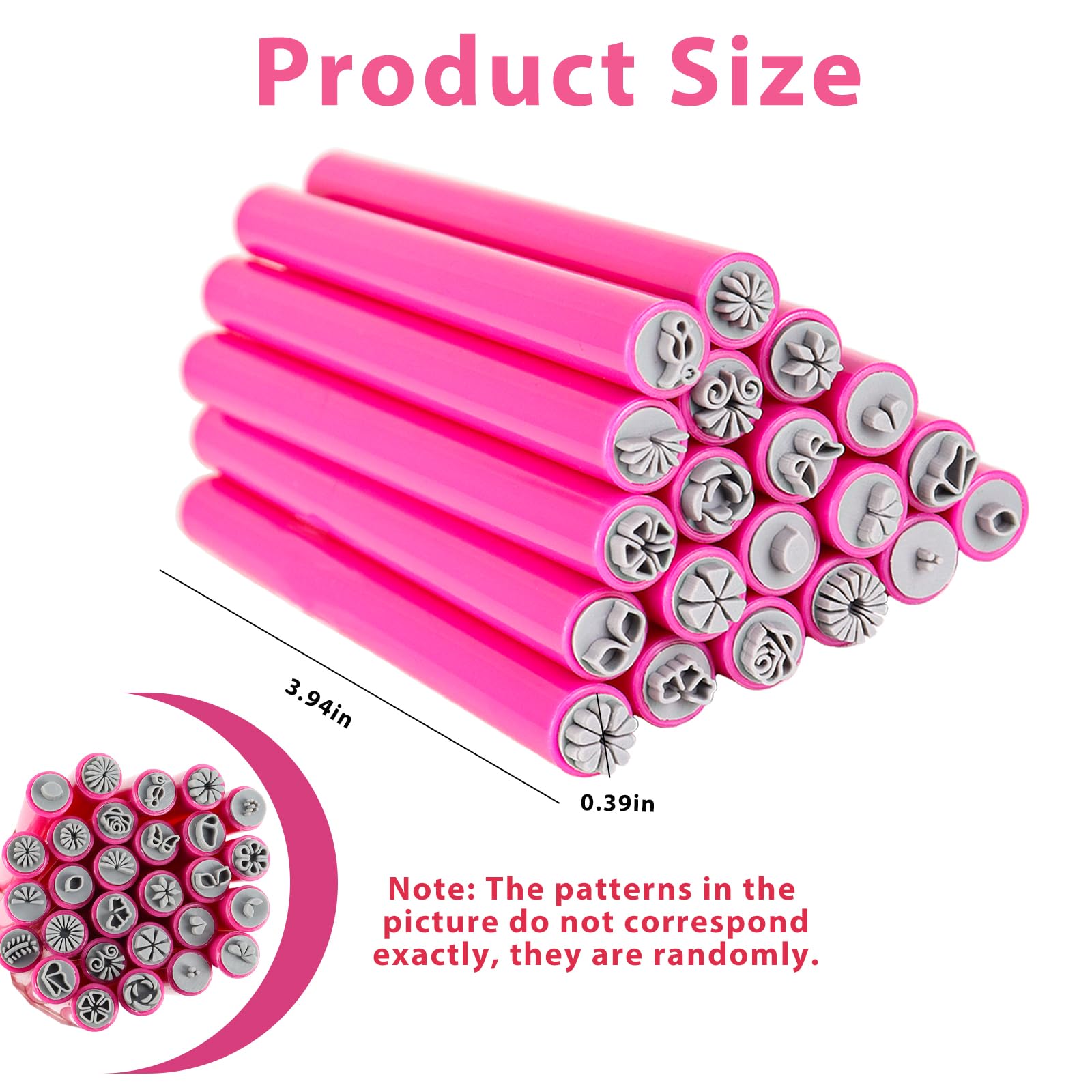 Close up of silicone nail stamp pen tips with floral patterns