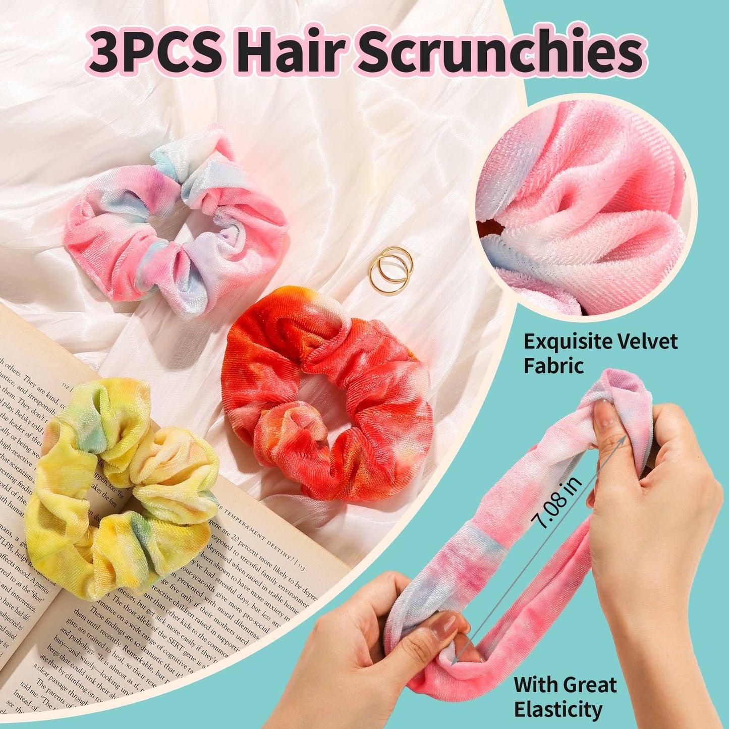 Leobro soft velvet hair scrunchies set for skincare