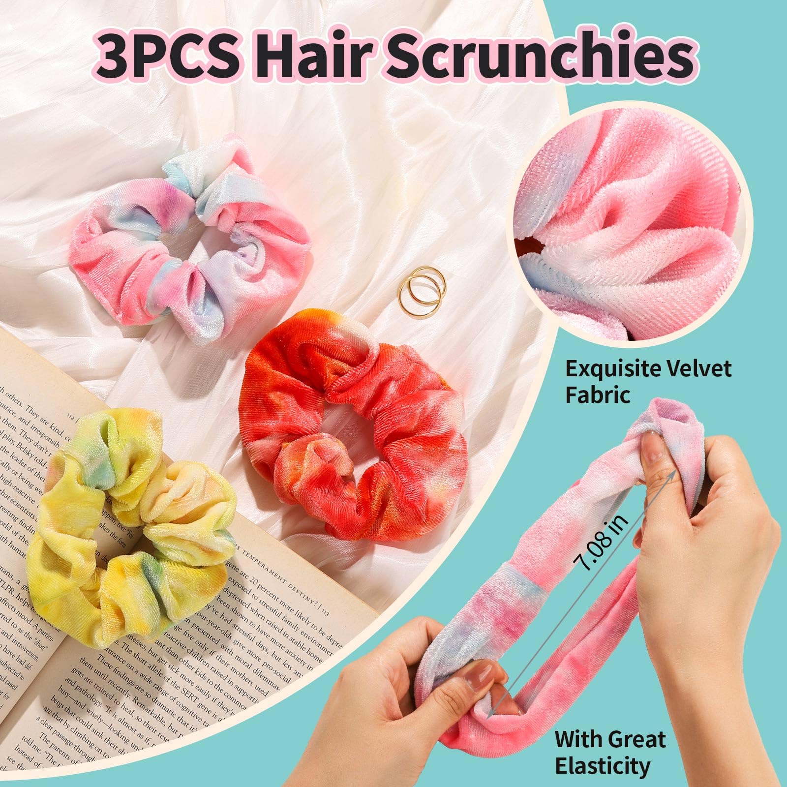 Leobro soft velvet hair scrunchies set for skincare
