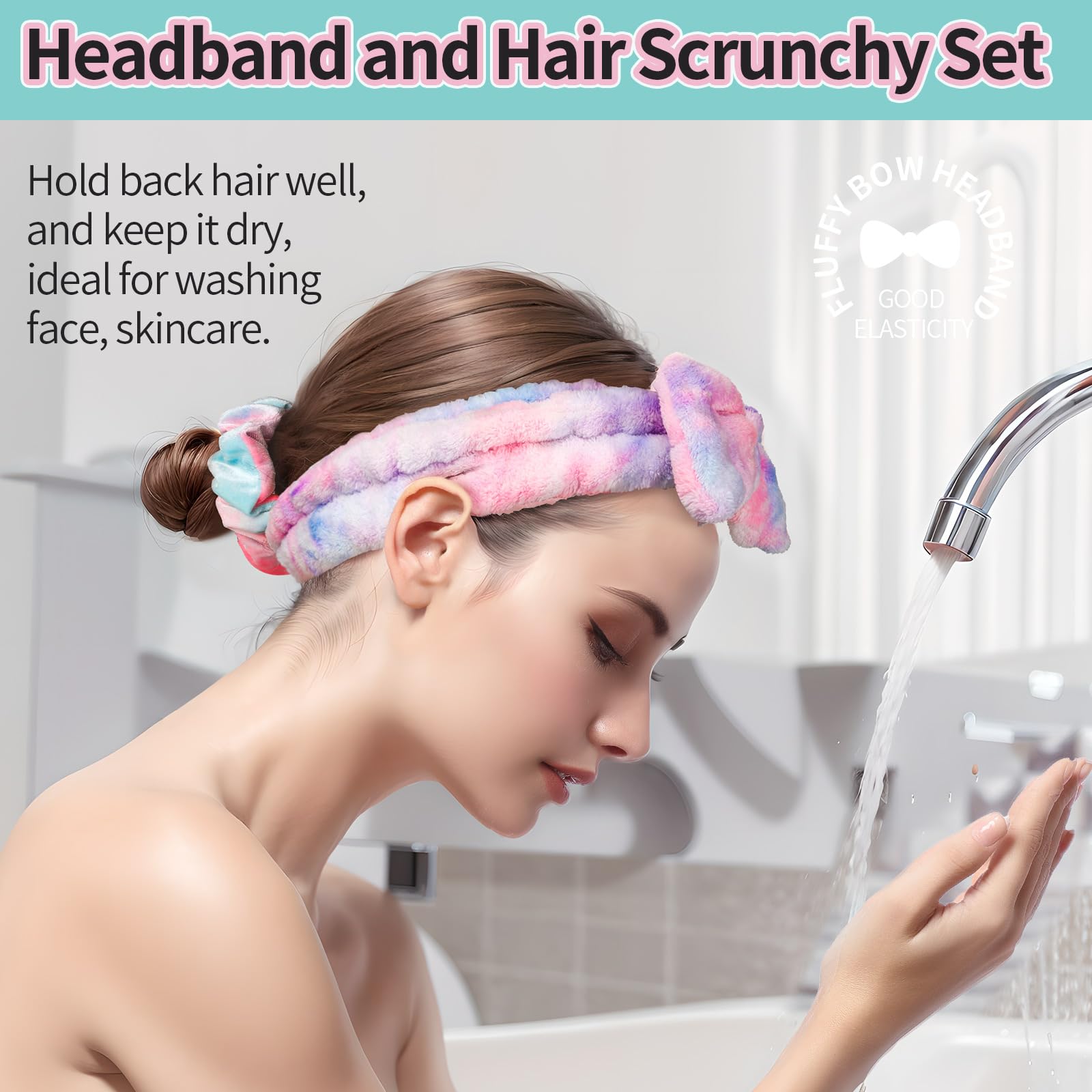 Leobro beauty headband set for makeup application