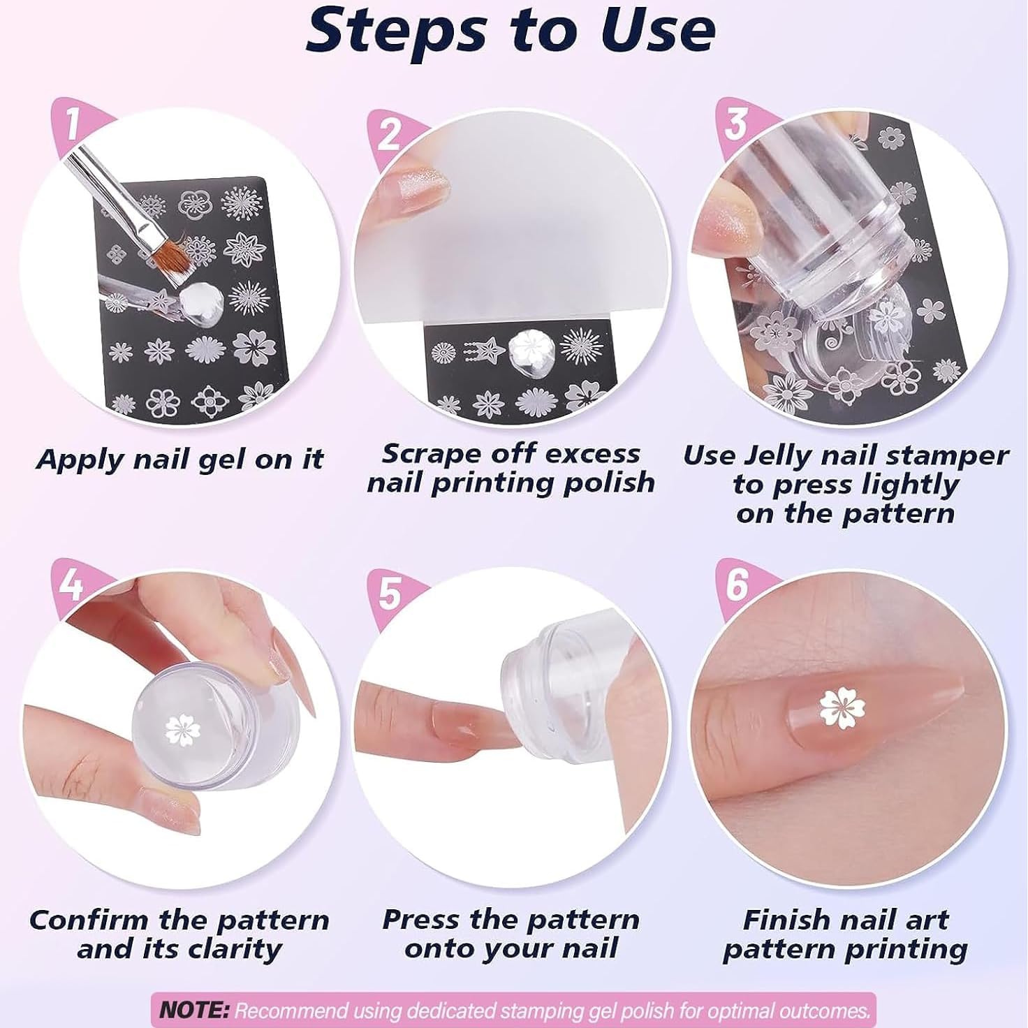 Stainless steel nail stamping plates included in the kit.