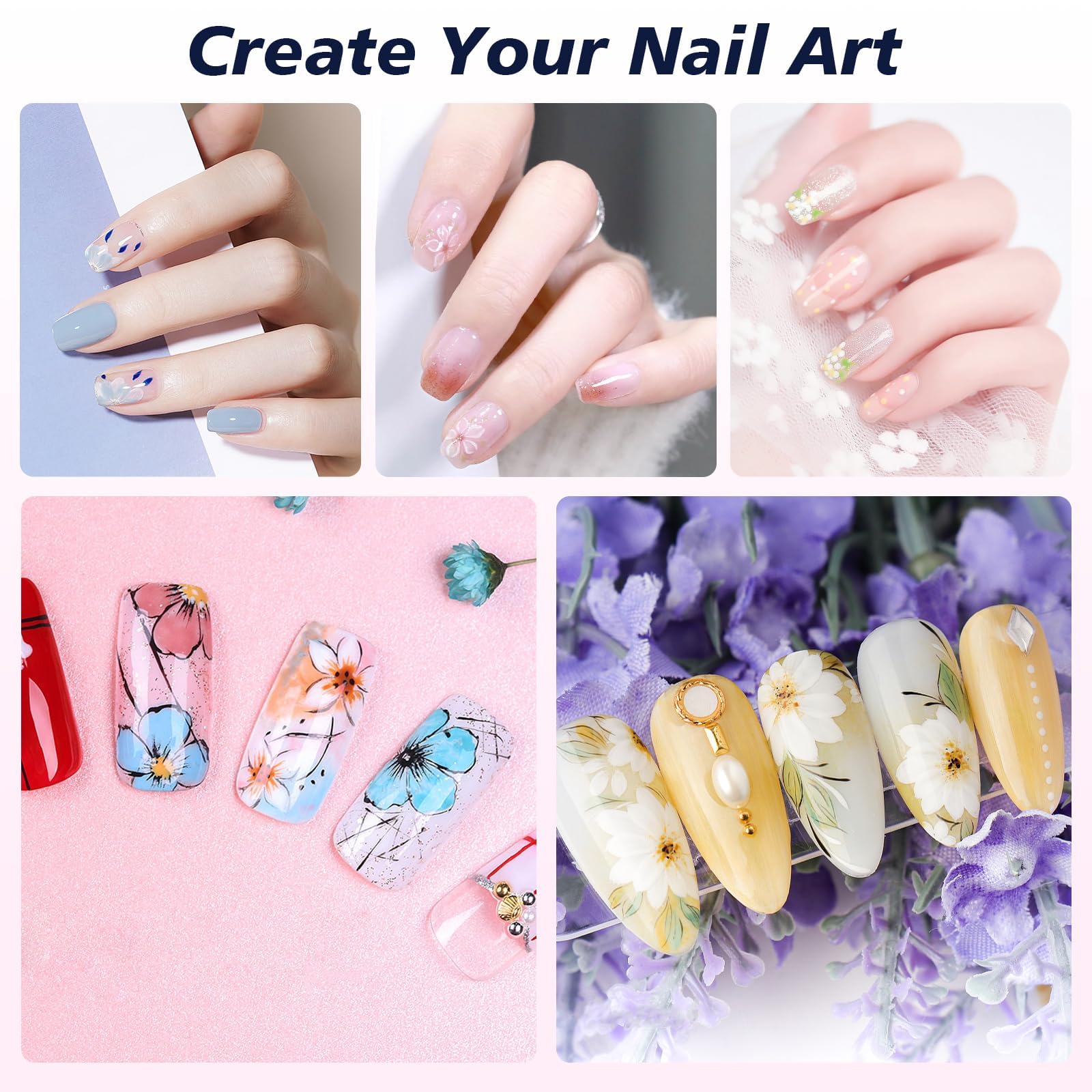 Top down view of the complete Subay nail stamping kit.
