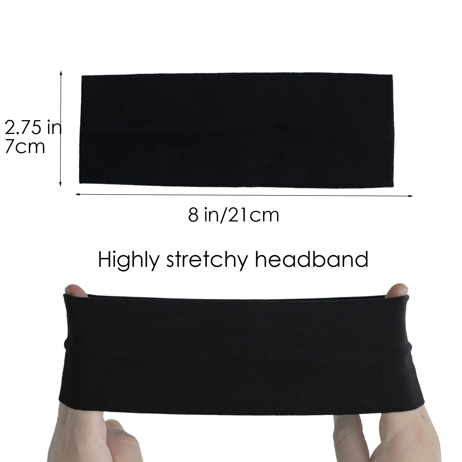 Model wearing Mlmomvme black elastic hair band for yoga