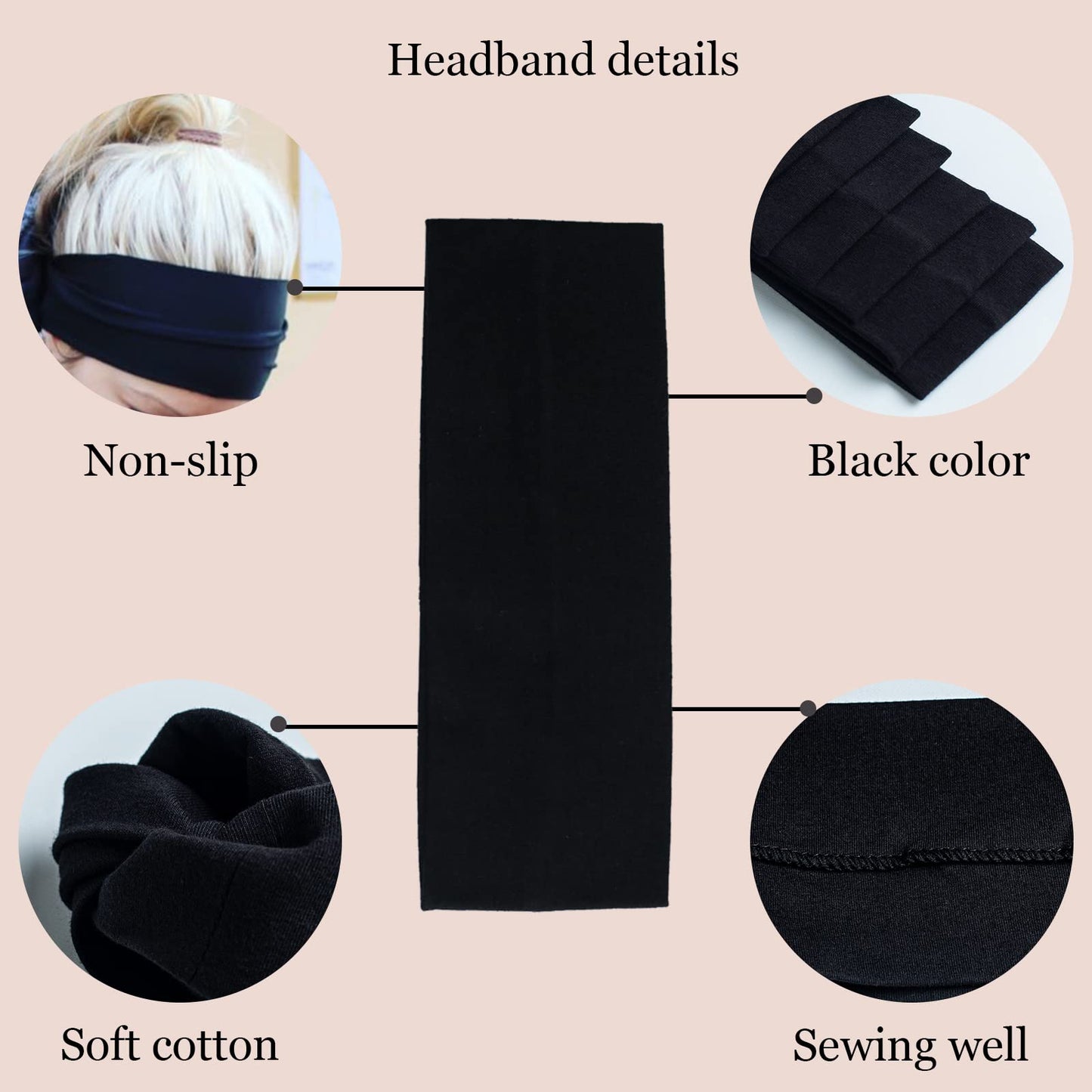 Mlmomvme non slip headband showing stretchable elastic material