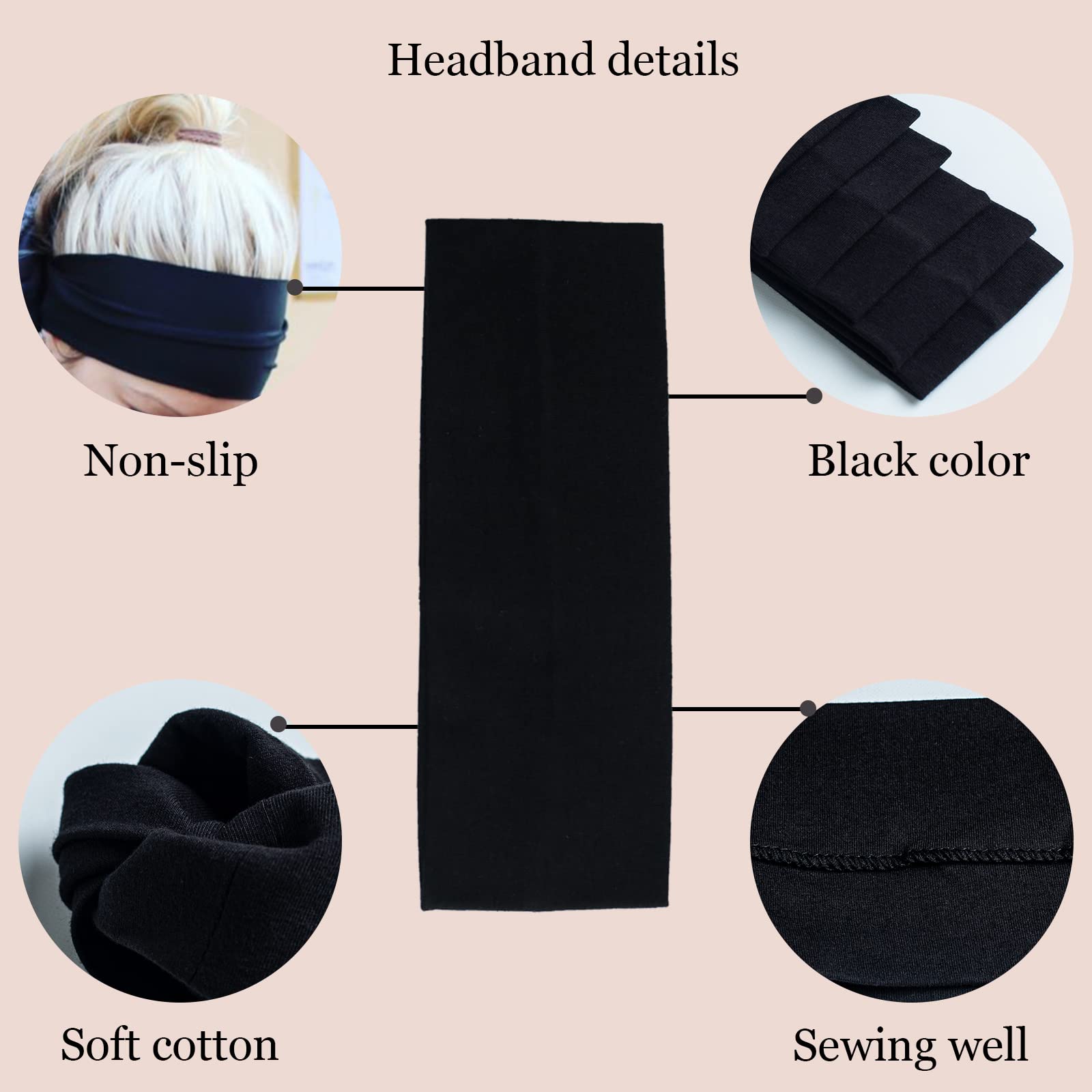 Mlmomvme non slip headband showing stretchable elastic material