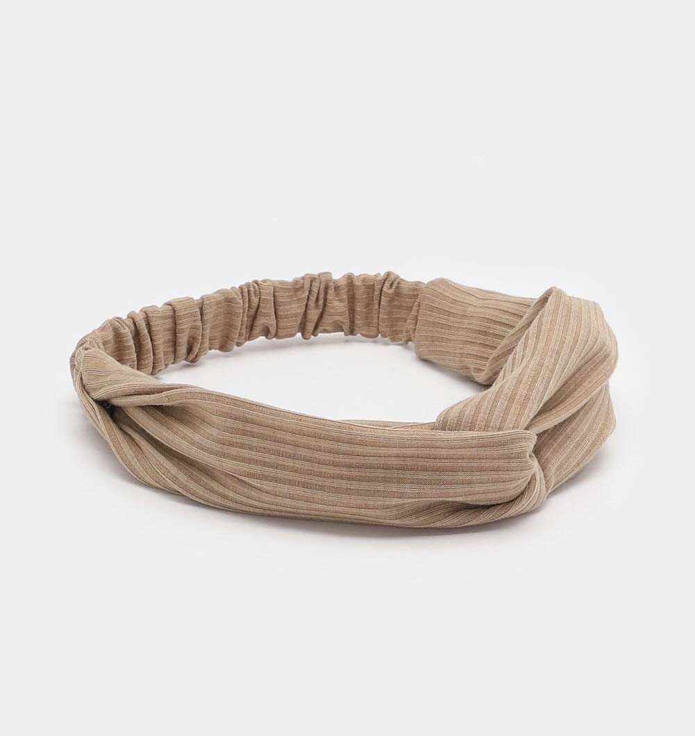Huachi stretchable ribbed fabric headband close up