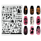 Nail art stamping plate with paw prints and trash can icons
