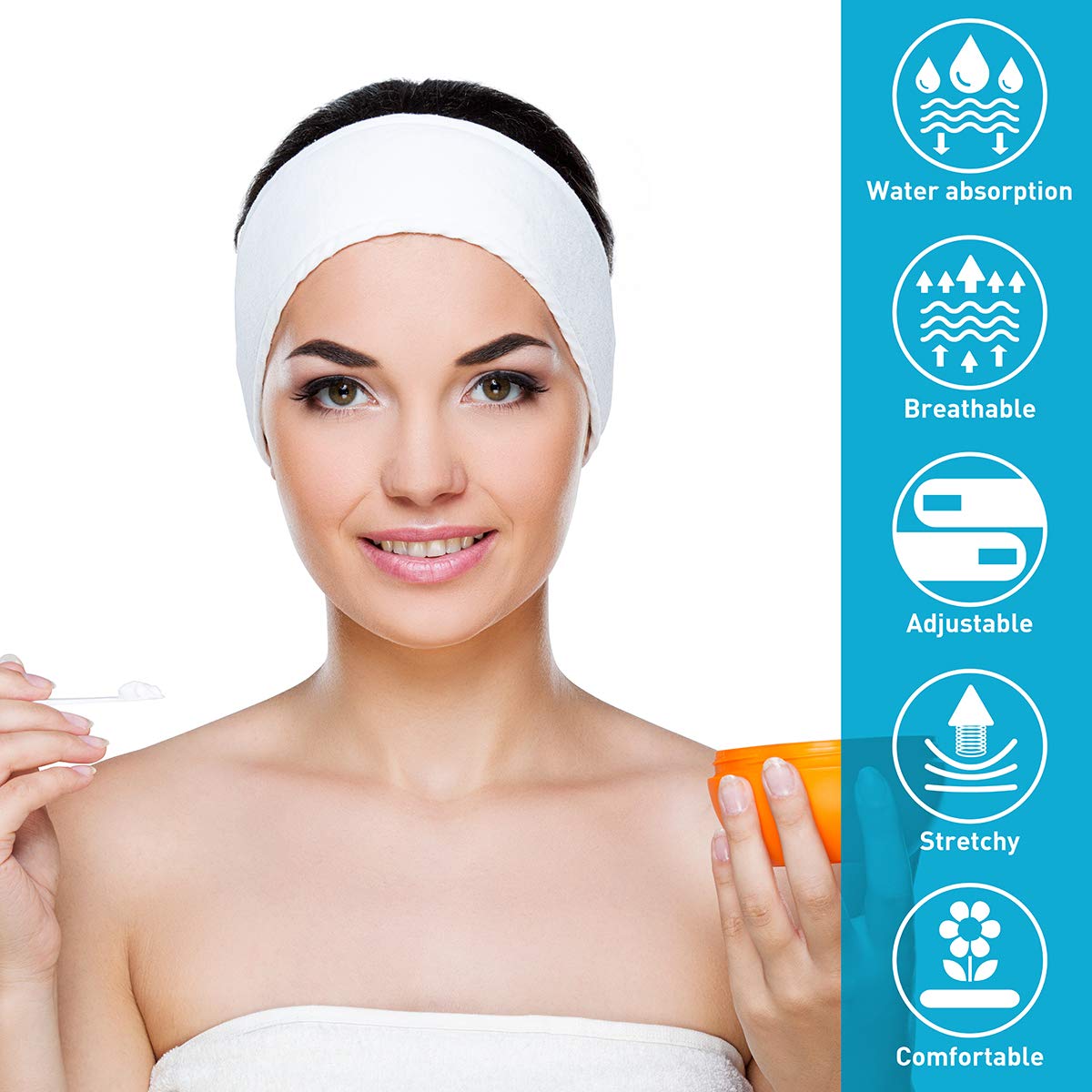 Denfany spa headband with adjustable magic tape closure