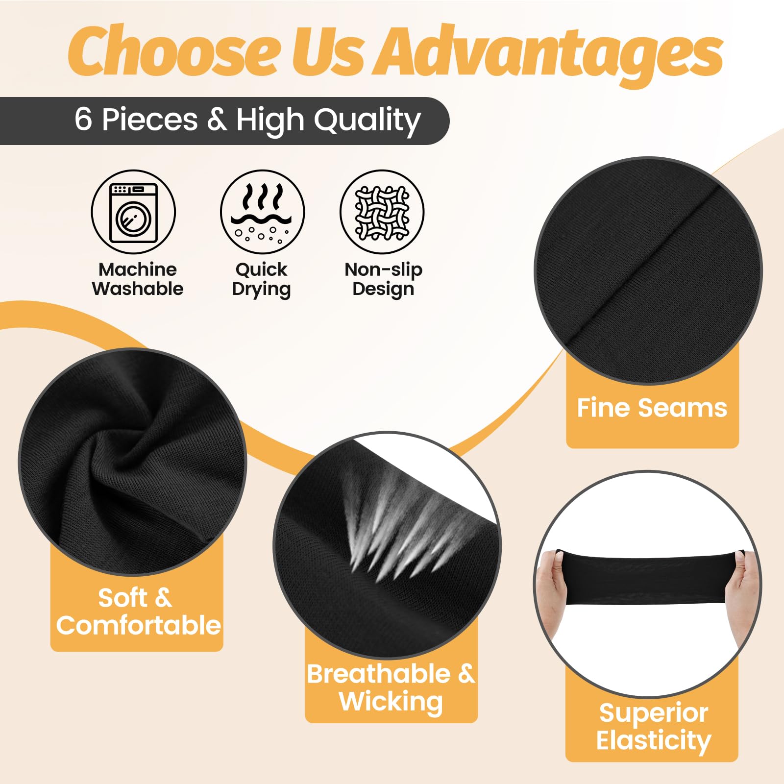 HSEM elastic headbands showing moisture wicking fabric texture