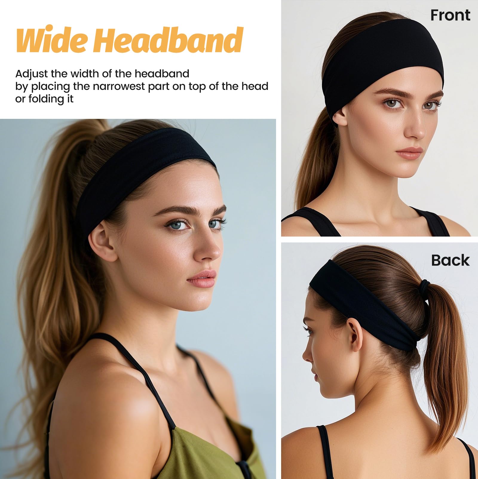 Collection of six HSEM wide elastic hair bands in various styles