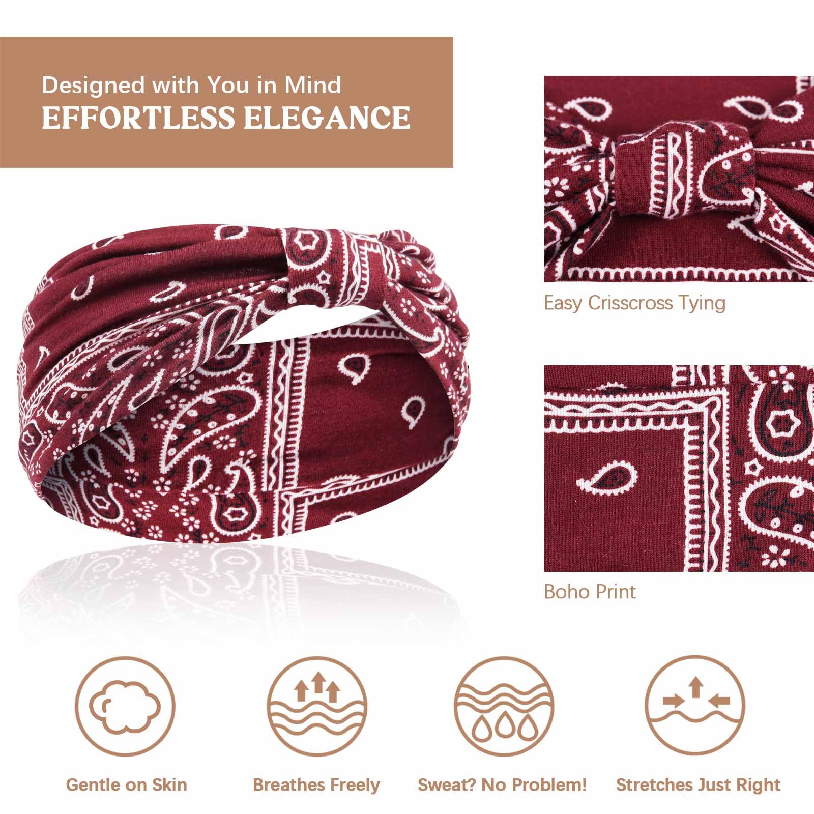 Detail view of knotted fabric on Awumbuk bohemian head wrap