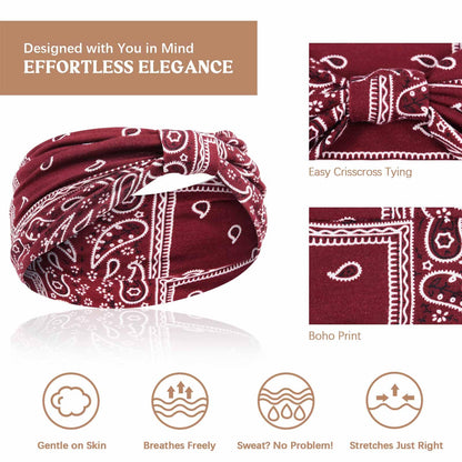 Detail view of knotted fabric on Awumbuk bohemian head wrap