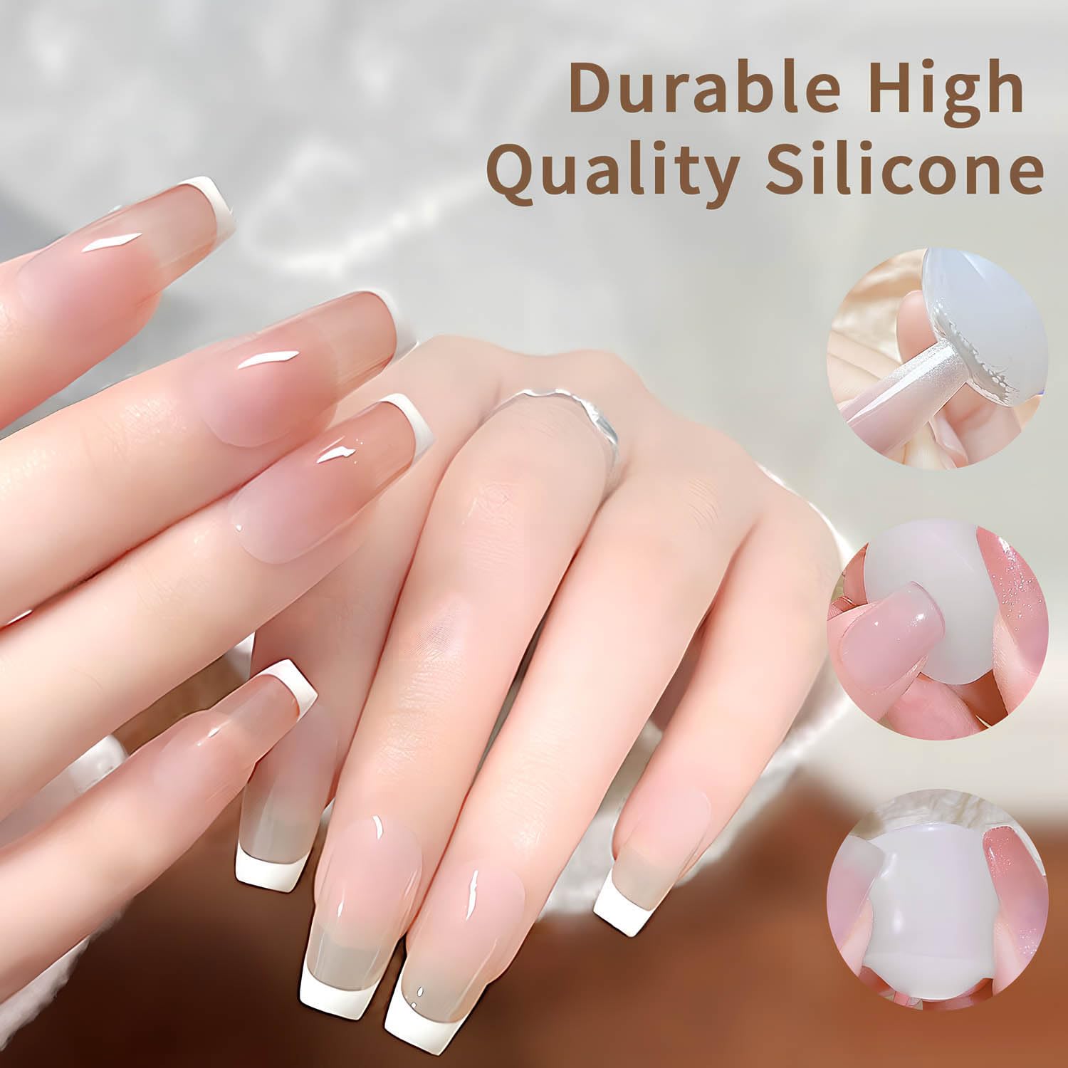 Using the transparent French tip nail tool on fingernails