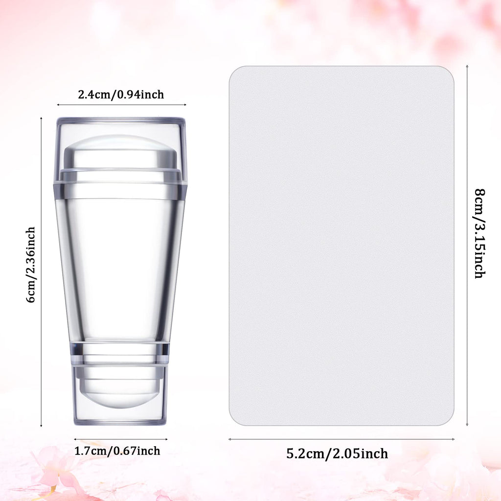 Three transparent jelly nail stampers with protective caps
