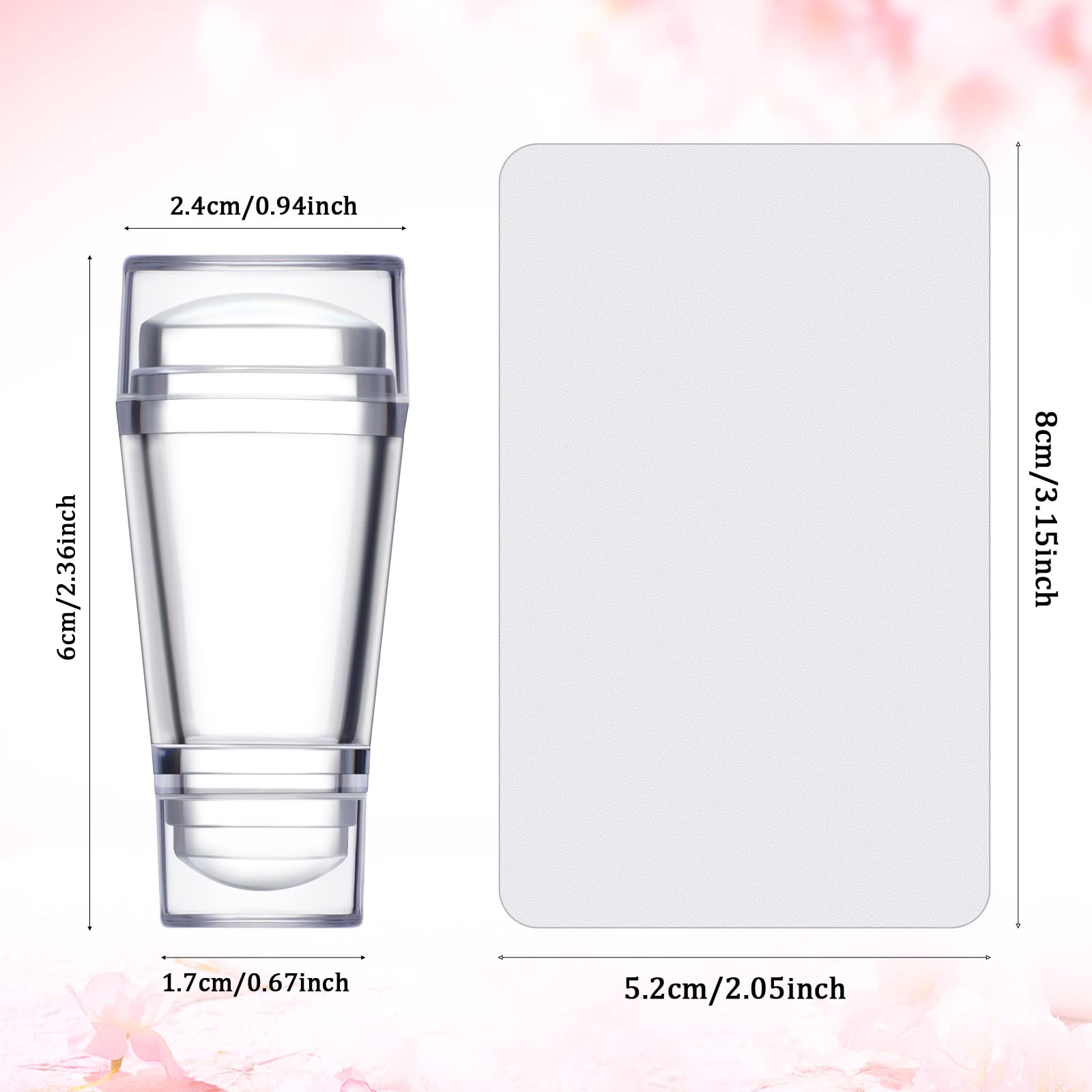 Three transparent jelly nail stampers with protective caps