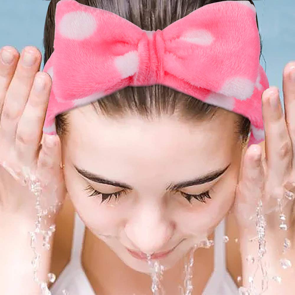 Soft coral fleece bow headband for women skincare